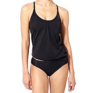 NEW Athleta Black Blousy Tankini Top 32B/C NWT